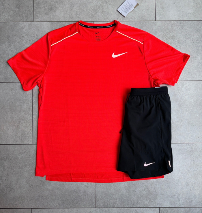 Nike Miler Crimson Red & Black Flex Stride Short Set