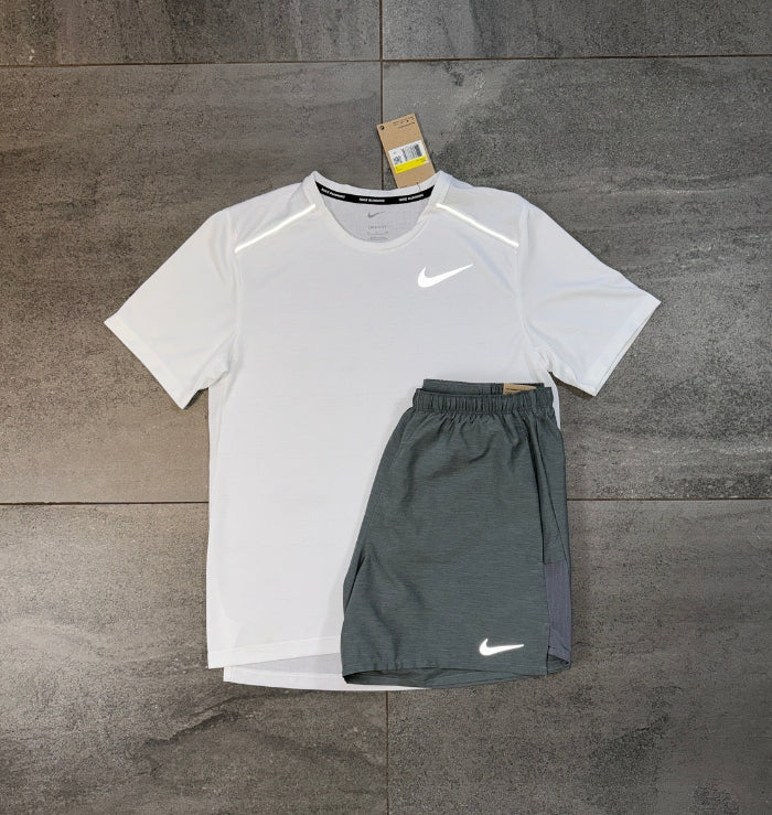 Nike Miler & Challenger Shorts Set 'White/Grey'