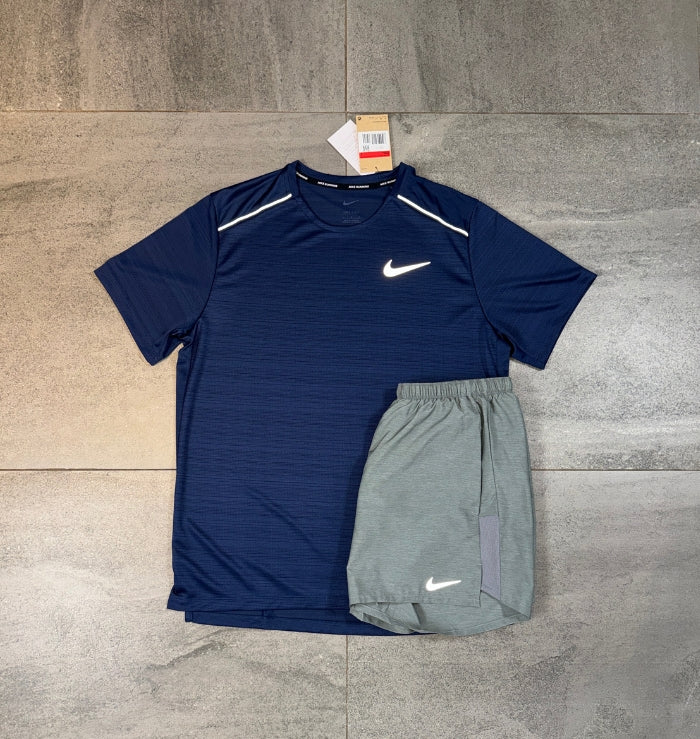 Nike Miler & Challenger Shorts Set 'Midnight Navy/Grey'