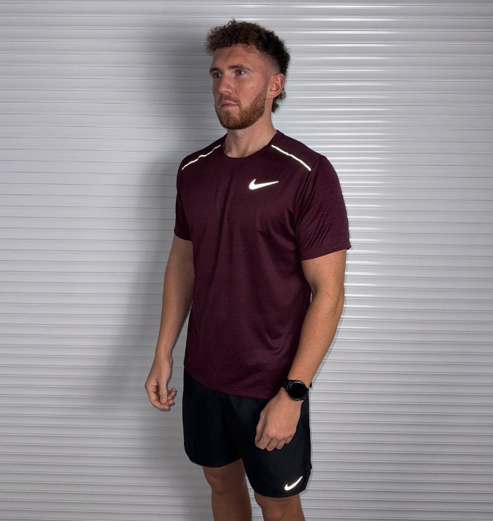 Nike Miler & Challenger Shorts Set 'Maroon/Black'