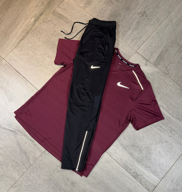 Nike Miler & Phenom Pants Set 'Maroon/Black'