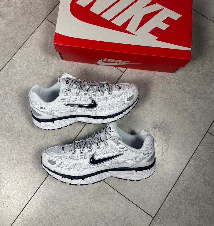 Nike P-6000 White Metallic Silver Black