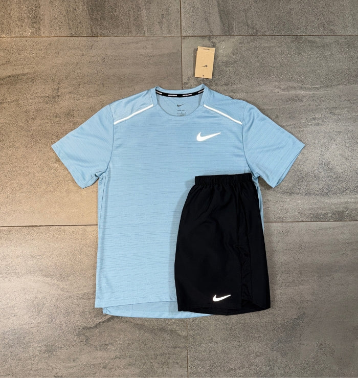 Nike Miler & Challenger Shorts Set 'Worn Blue/Black'