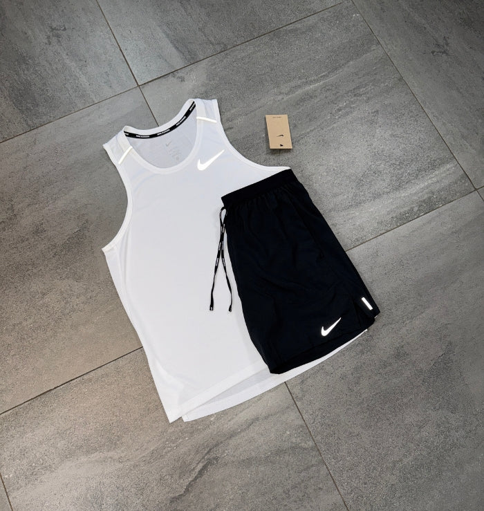 Nike Miler Vest & Flex Short Set 'White/Black'