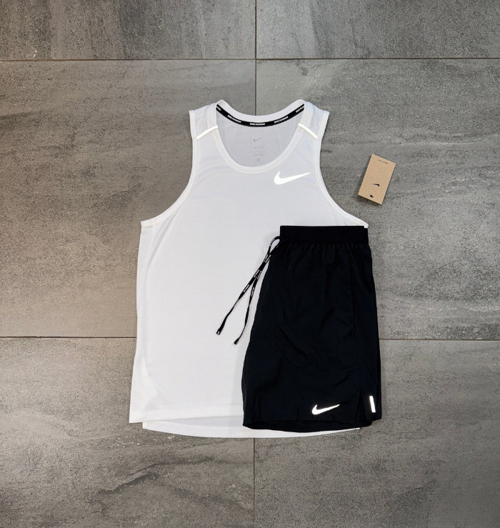 Nike Miler Vest & Flex Short Set 'White/Black'