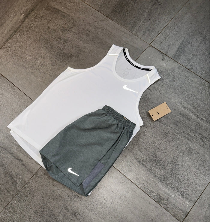 Nike Miler Vest & Challenger Short Set 'White/Grey'