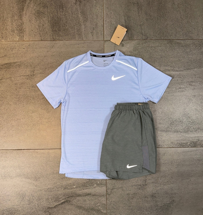 Nike Miler & Challenger Shorts Set 'Cobalt Bliss/Grey'