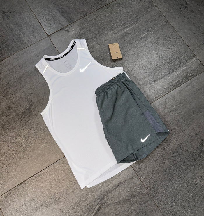 Nike Miler Vest & Challenger Short Set 'White/Grey'