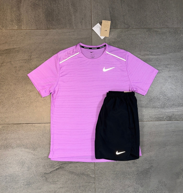 Nike Miler & Challenger Shorts Set 'Rush Fuchsia/Black'