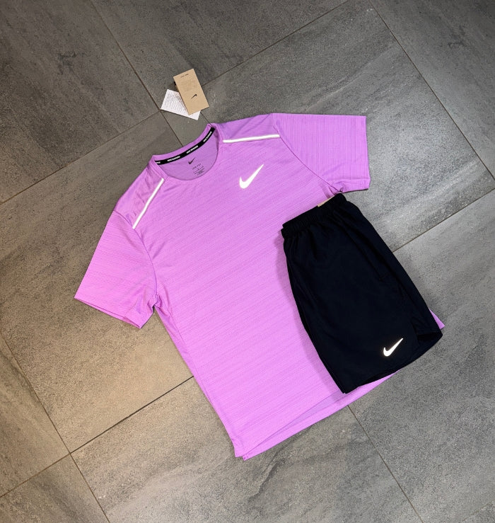 Nike Miler & Challenger Shorts Set 'Rush Fuchsia/Black'