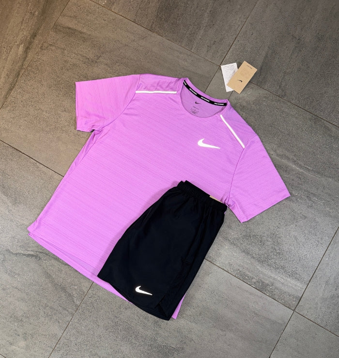 Nike Miler & Challenger Shorts Set 'Rush Fuchsia/Black'