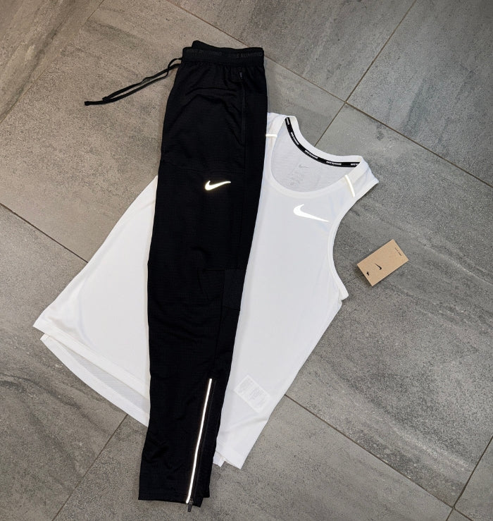 Nike Miler Vest & Phenom Pants Set 'White/Black'