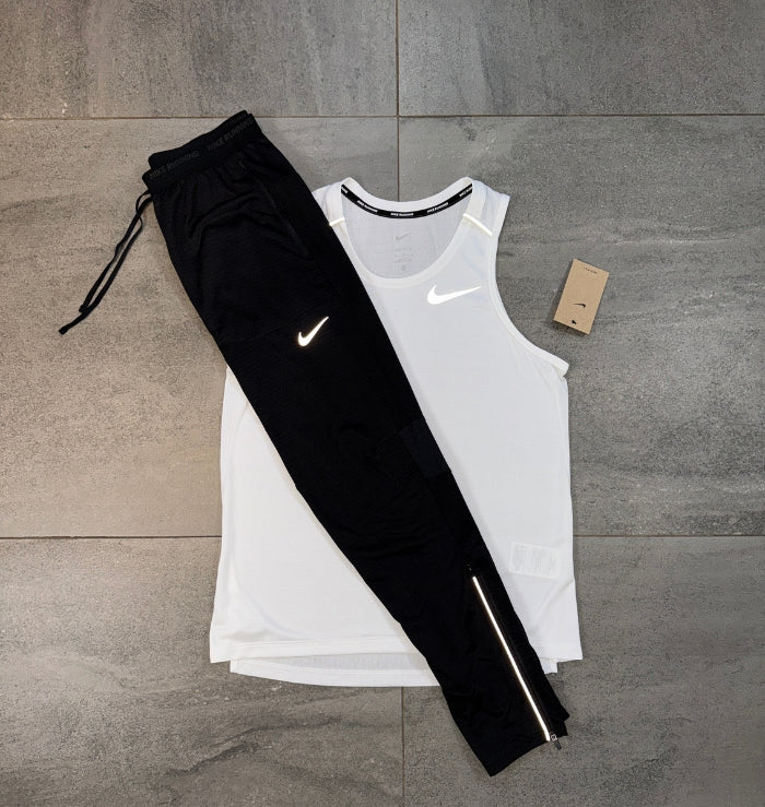 Nike Miler Vest & Phenom Pants Set 'White/Black'