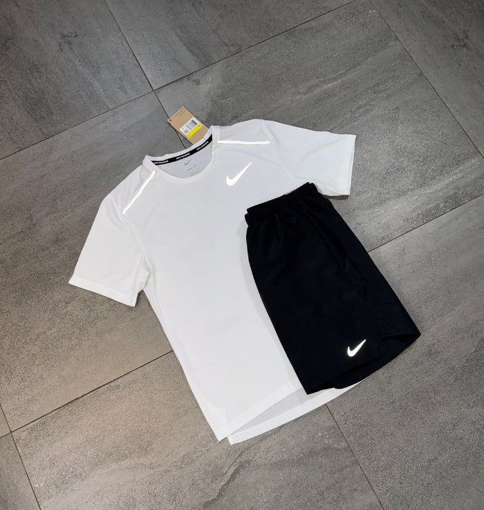 Nike Miler & Challenger Shorts Set 'White/Black'