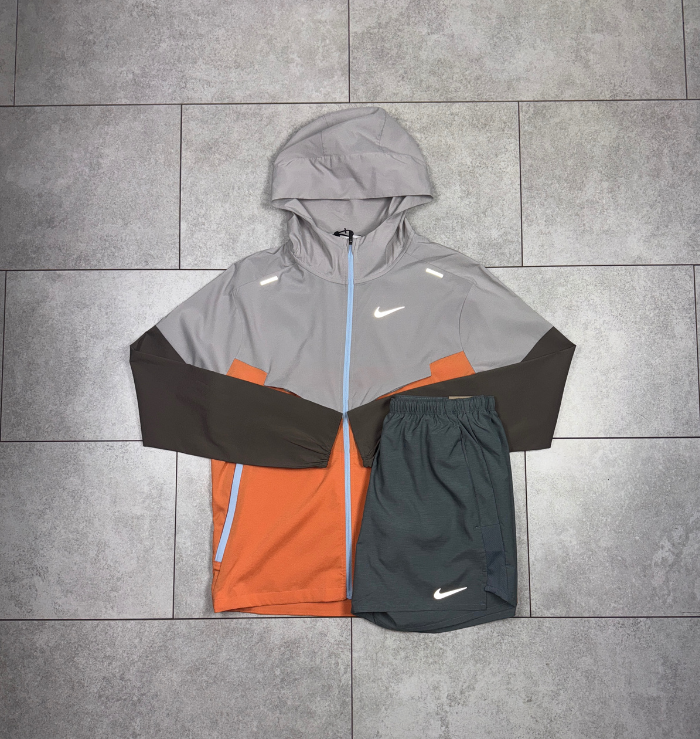 Nike Orange Trance Windrunner Jacket & Grey Short Set