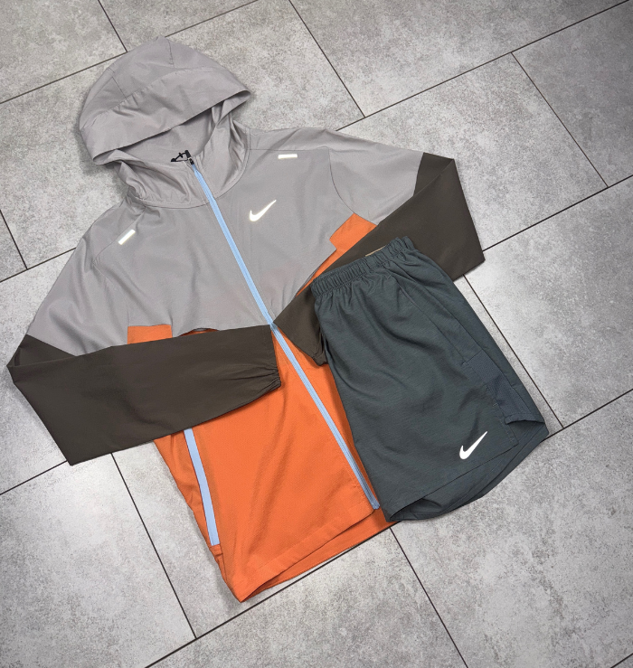 Nike Orange Trance Windrunner Jacket & Grey Short Set