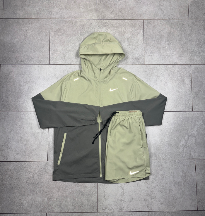 Nike Olive Aura Windrunner Jacket & Olive Aura Short Set