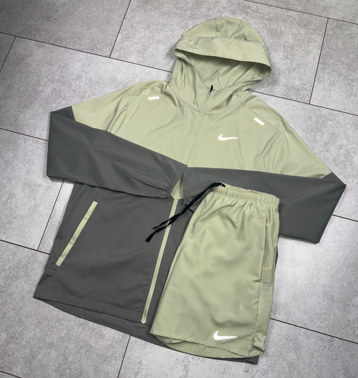 Nike Olive Aura Windrunner Jacket & Olive Aura Short Set