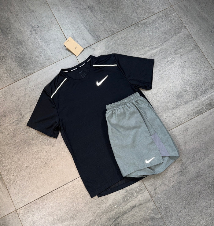 Nike Miler & Challenger Shorts Set 'Black/Grey'