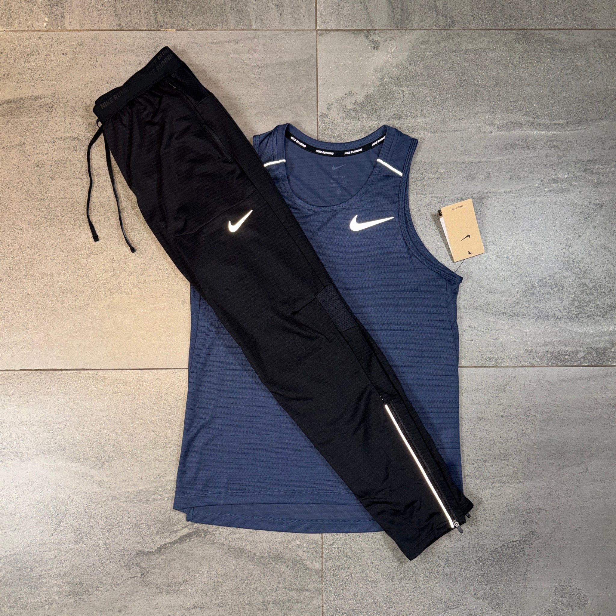 Nike Miler Vest & Phenom Pants Set 'Midnight Navy/Black'