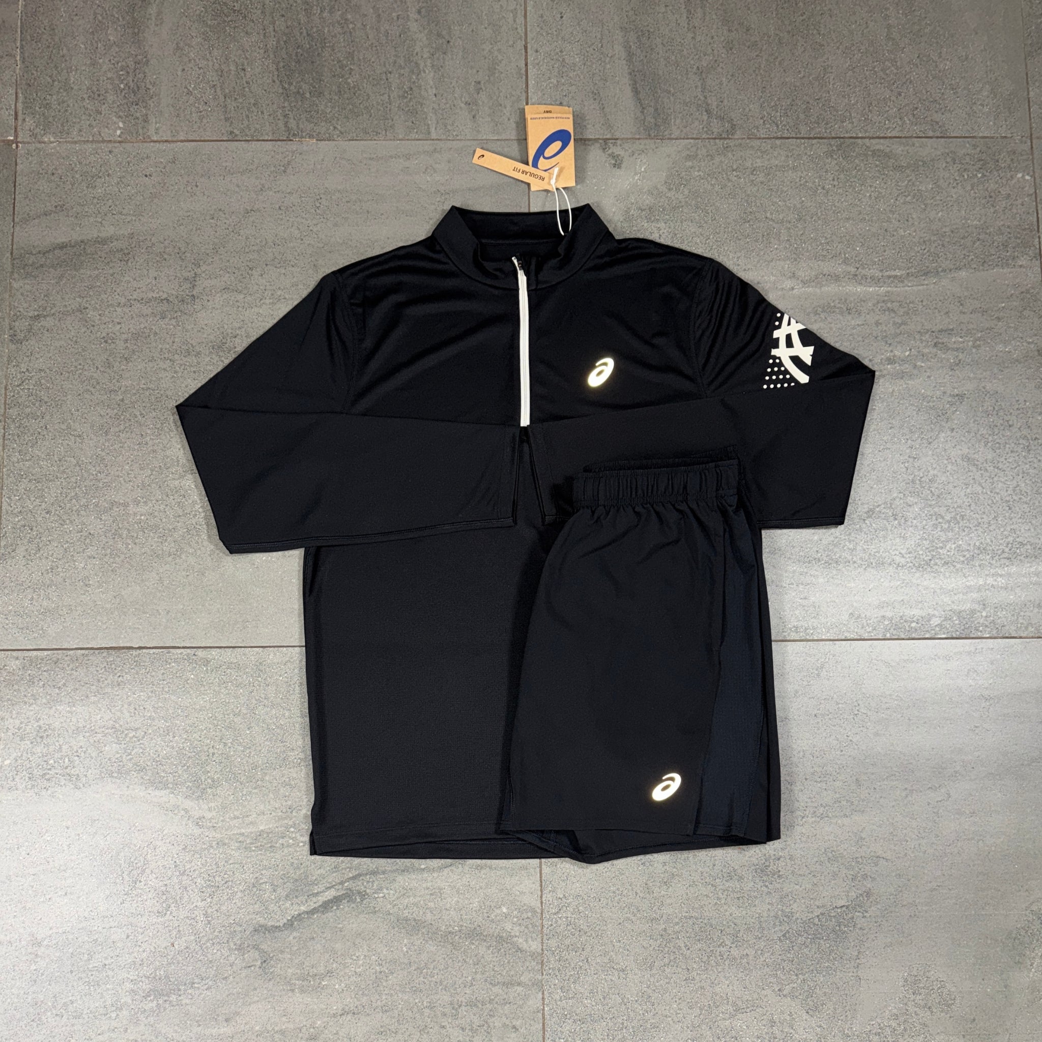 Asics Icon 1/4 Running Top & Shorts Set 'Black'