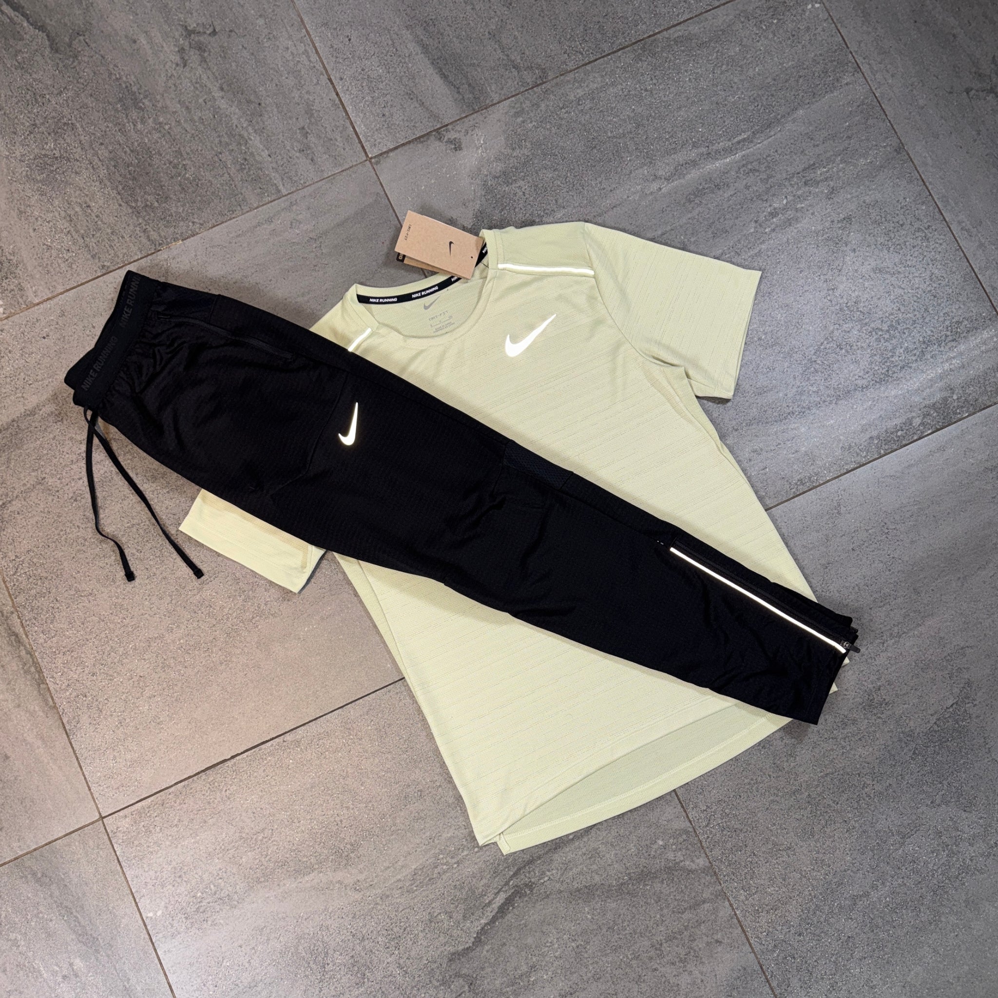 Nike Miler & Phenom Pants Set 'Olive Aura/Black'
