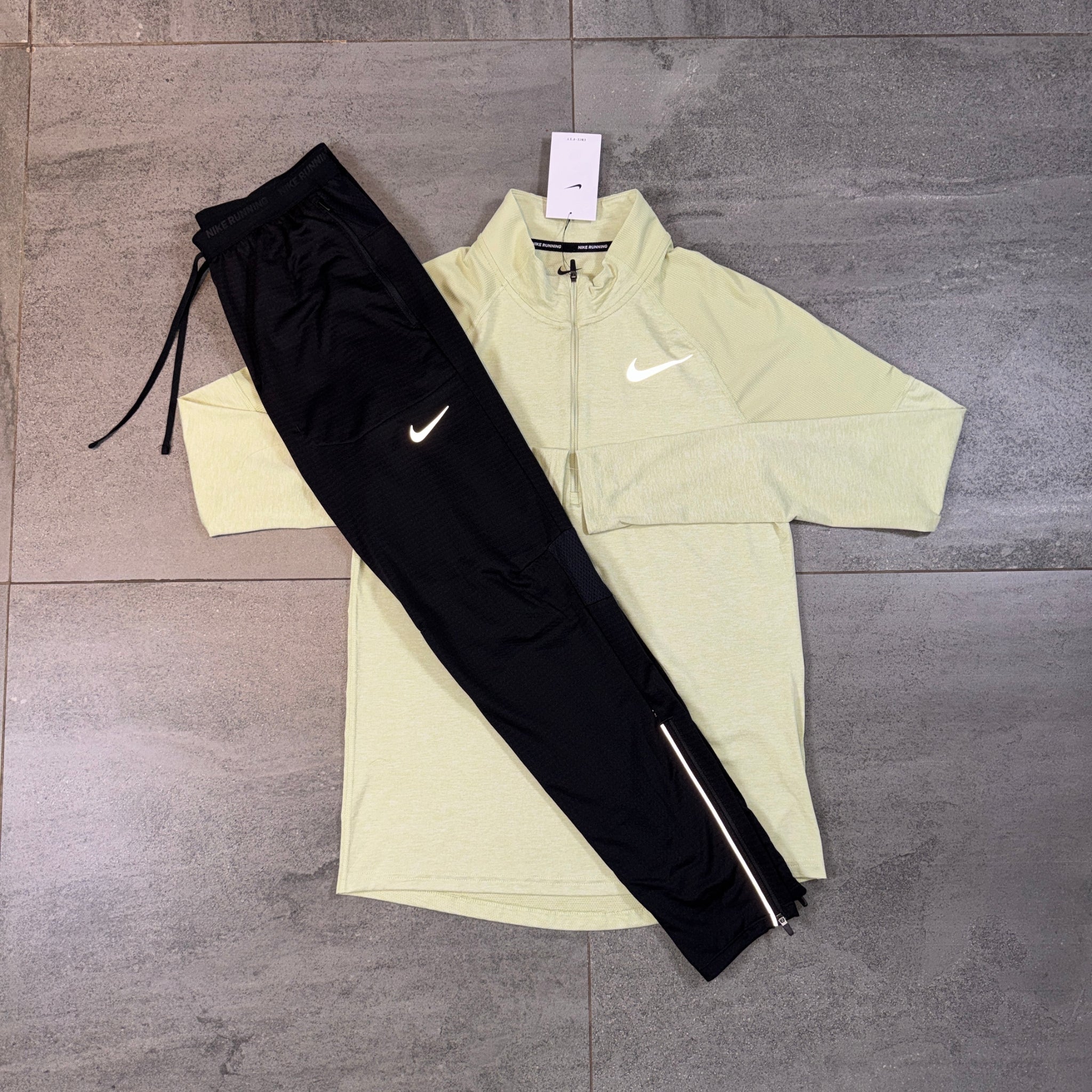 Nike 1/4 Running Top & Phenom Pants Set 'Olive Aura/Black'