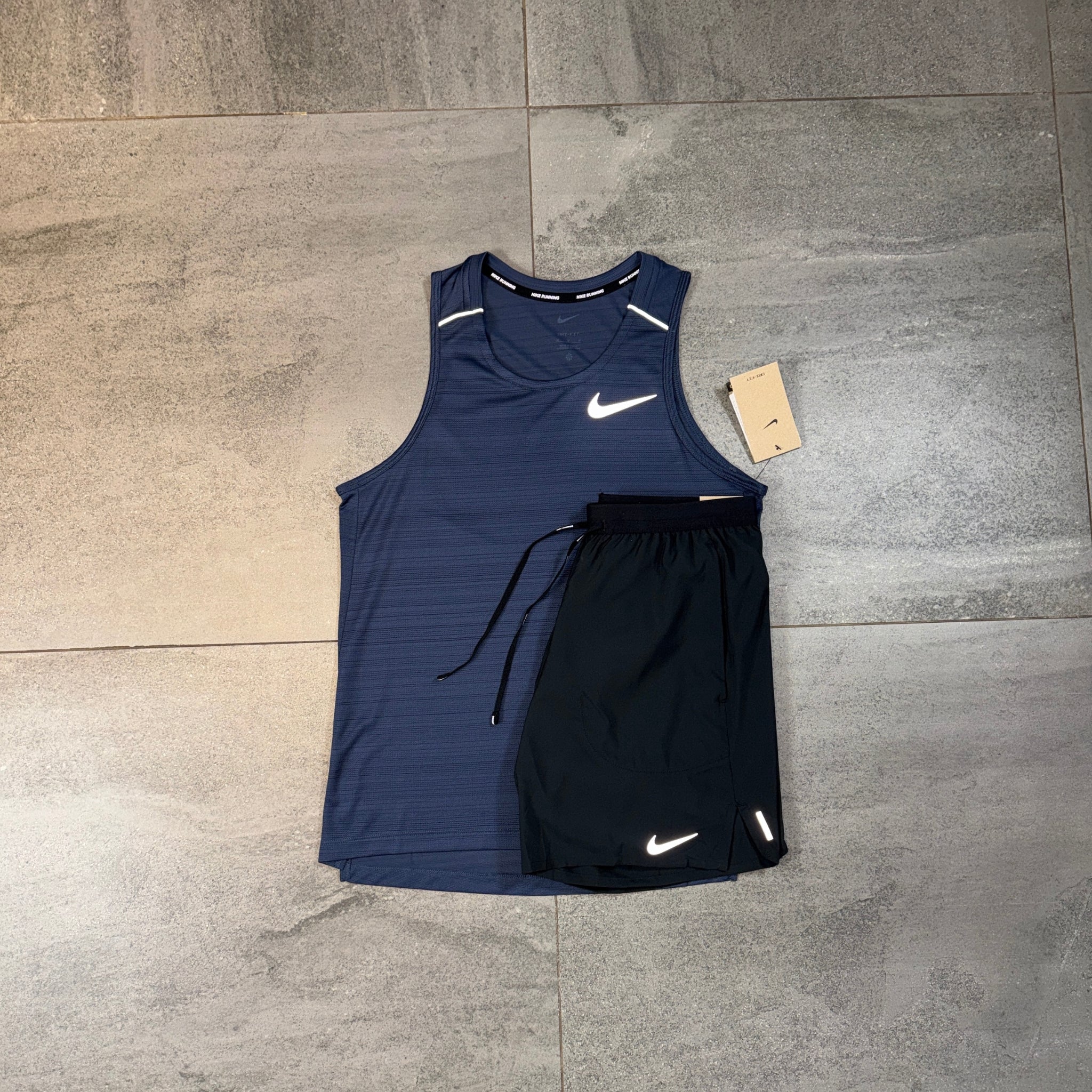 Nike Miler Vest & Flex Shorts Set 'Midnight Navy/Black'