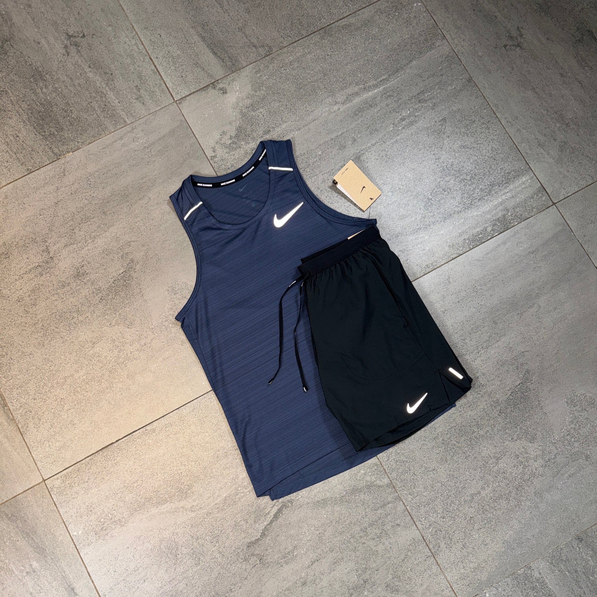 Nike Miler Vest & Flex Shorts Set 'Midnight Navy/Black'