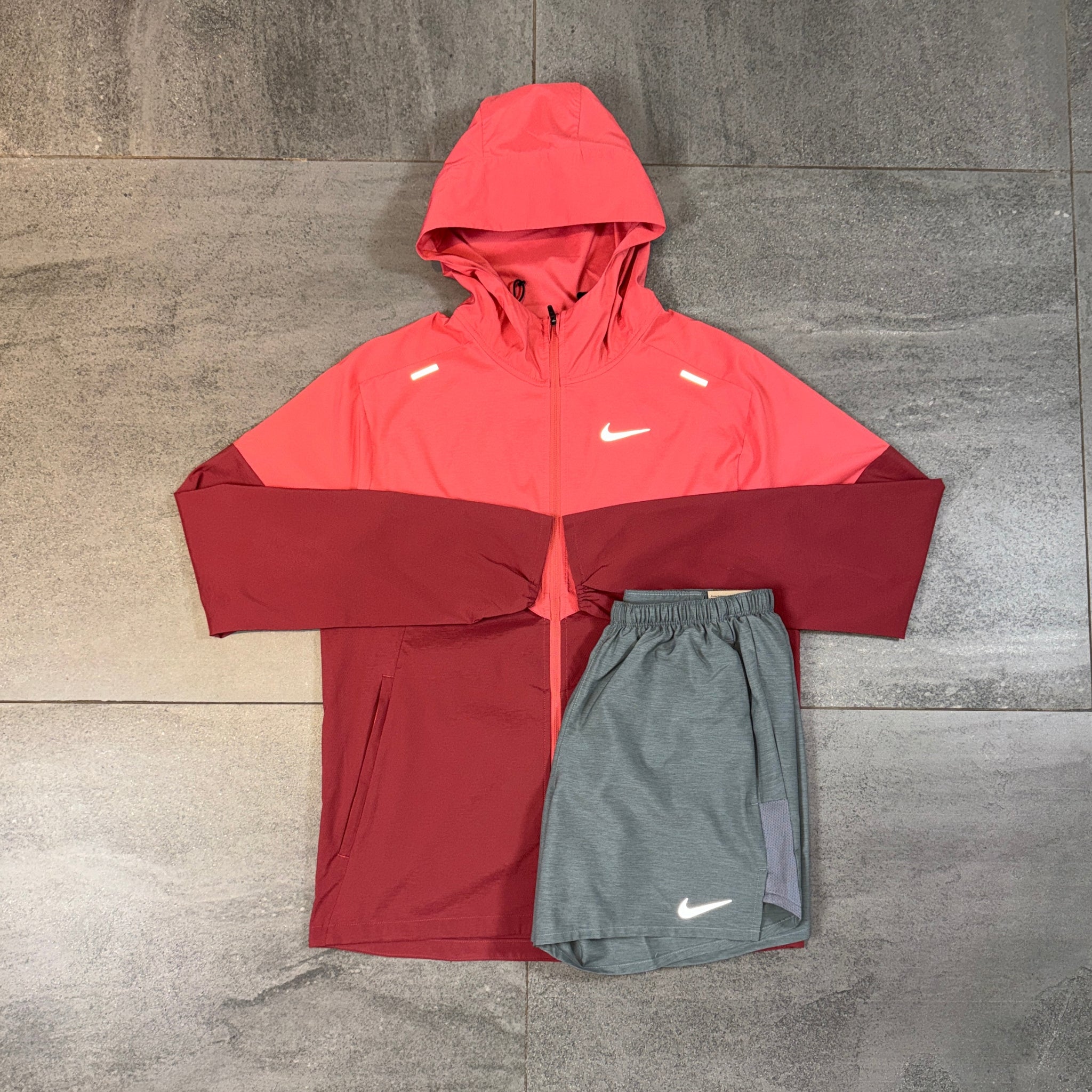 Nike Windrunner & Challenger Shorts Set 'Adobe/Grey'