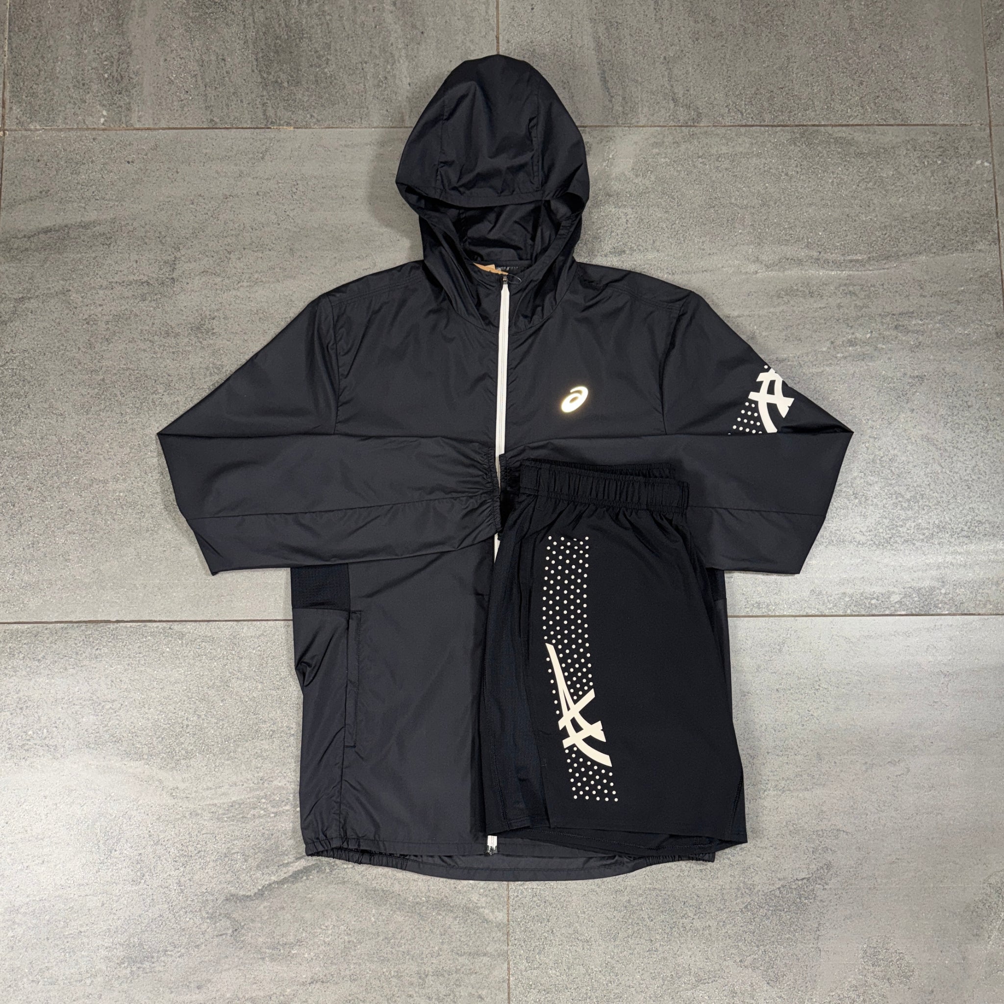Asics Icon Jacket & Shorts Set 'Black'