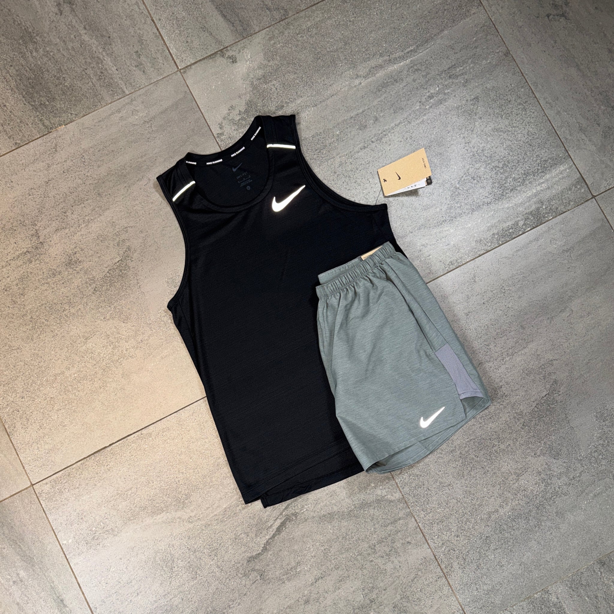 Nike Miler Vest & Challenger Shorts Set 'Black/Grey'