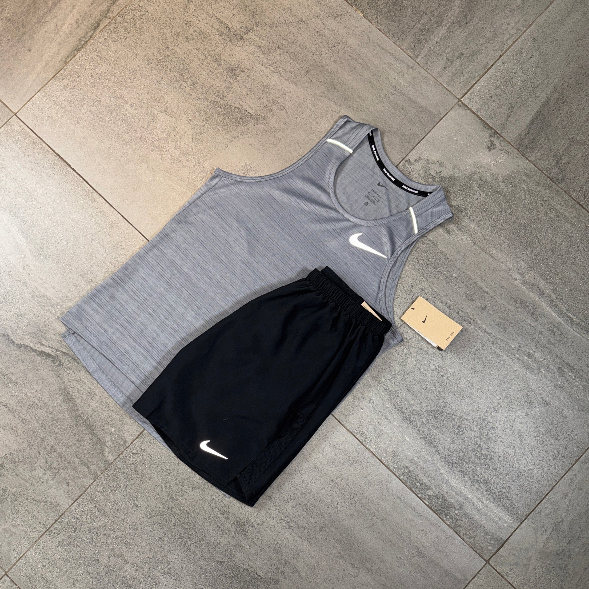 Nike Miler Vest & Challenger Shorts Set 'Grey/Black'