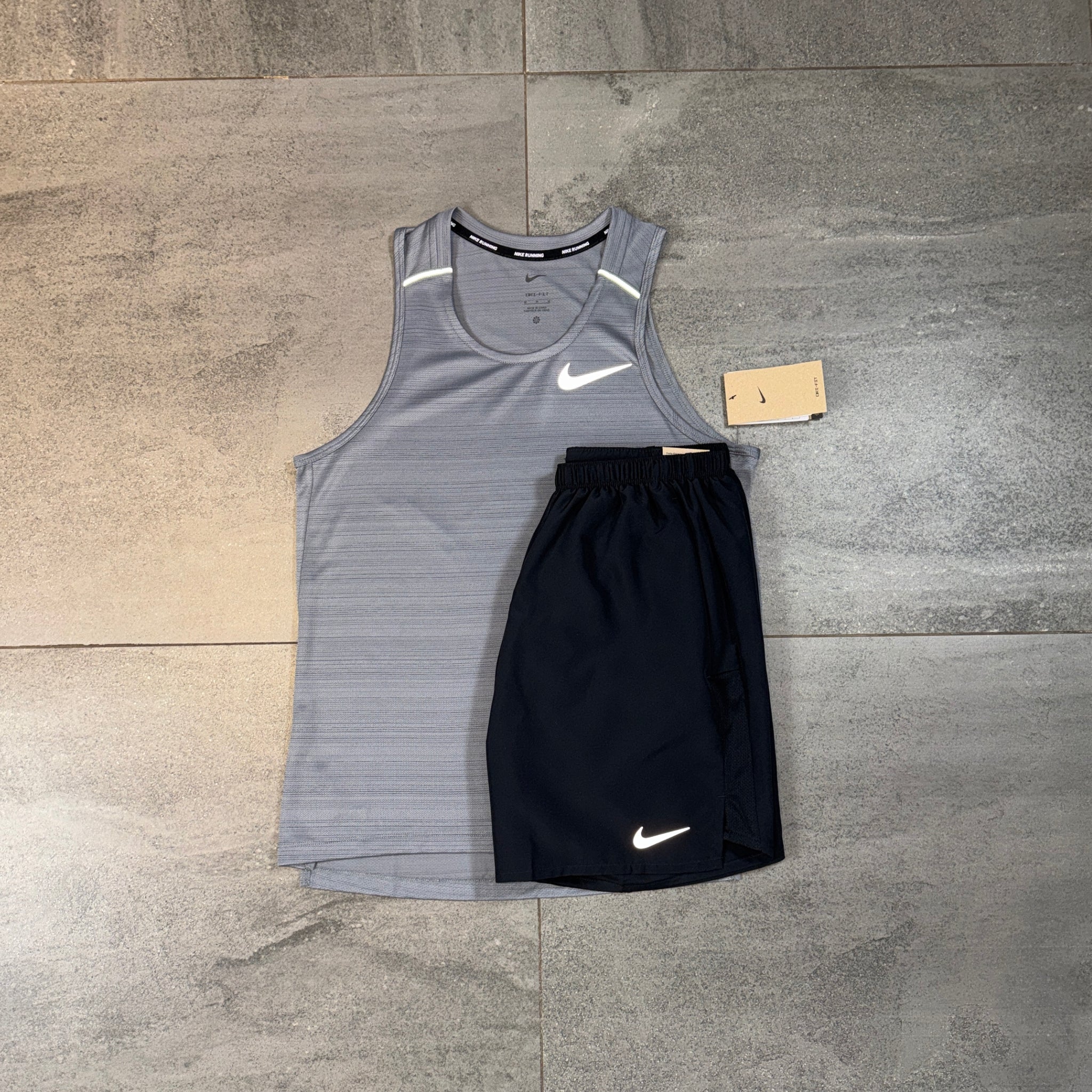 Nike Miler Vest & Challenger Shorts Set 'Grey/Black'