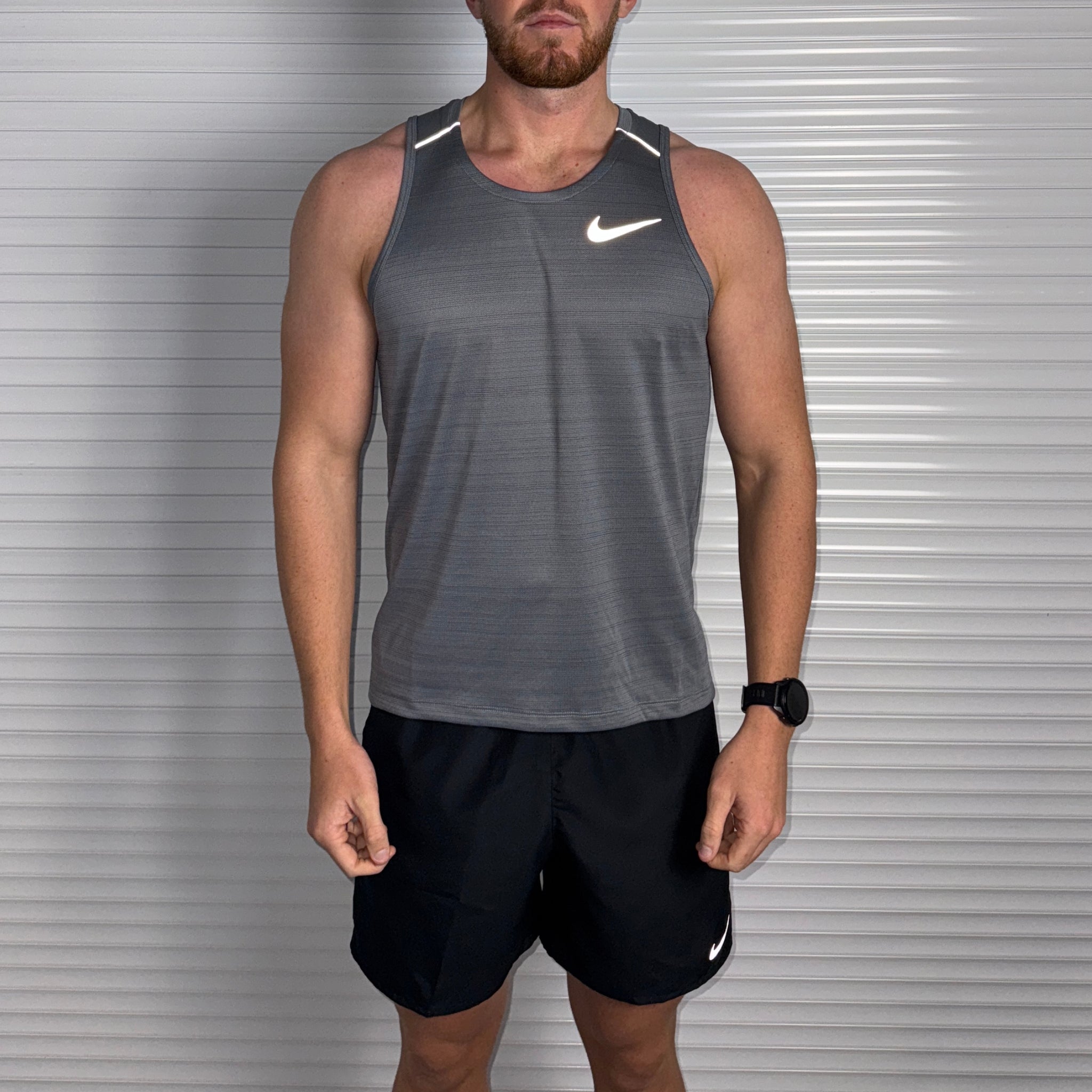 Nike Miler Vest & Flex Shorts Set 'Grey/Black'