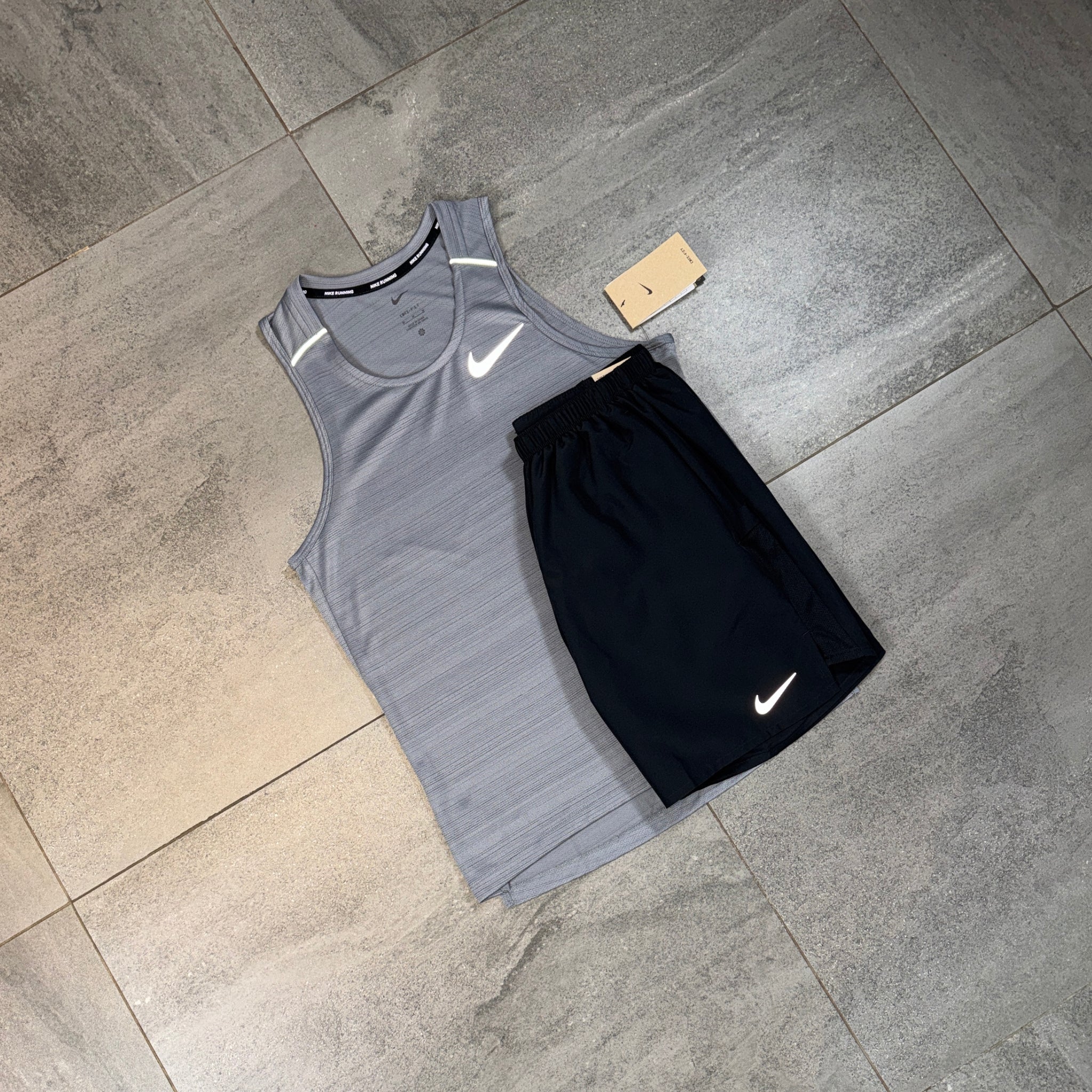 Nike Miler Vest & Challenger Shorts Set 'Grey/Black'