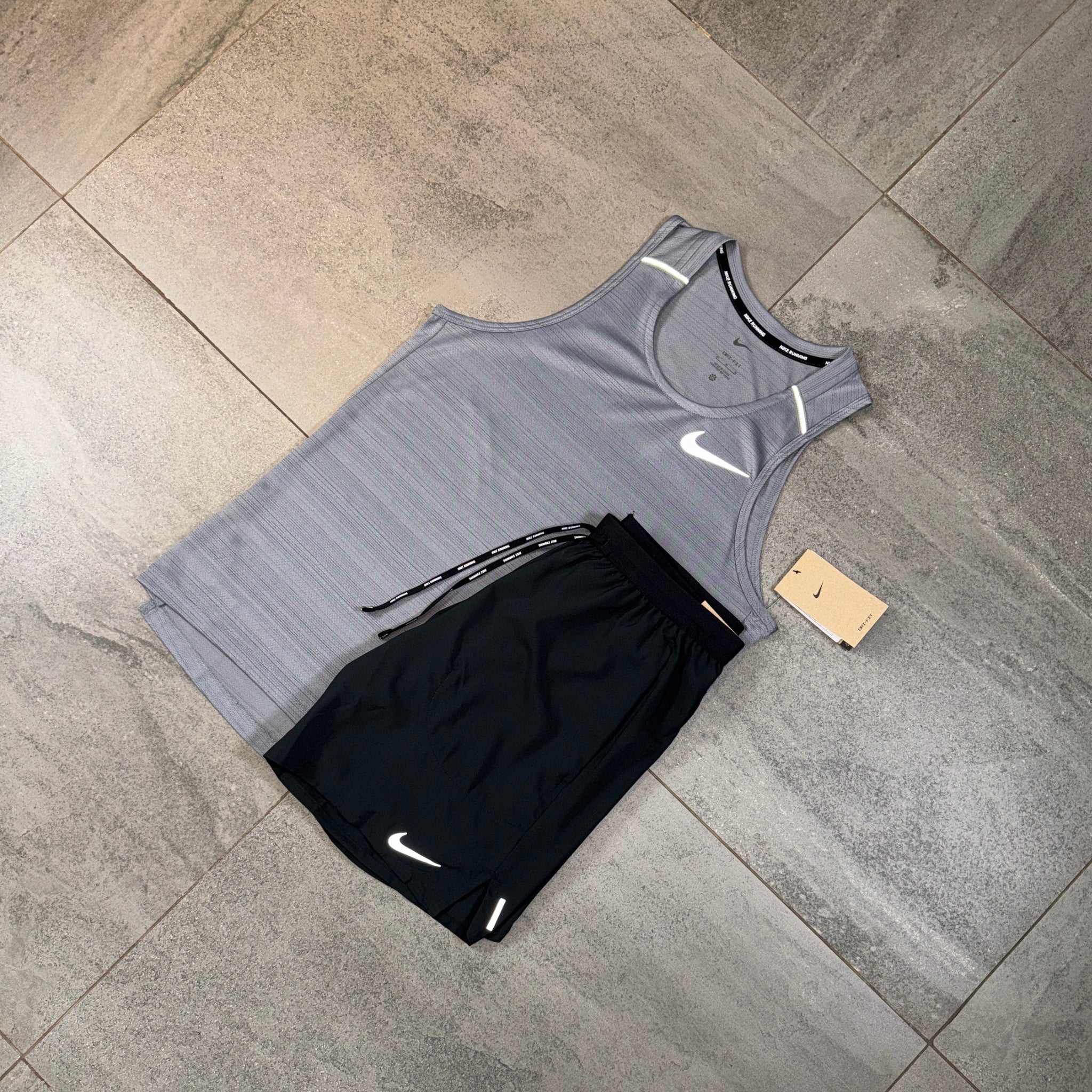 Nike Miler Vest & Flex Shorts Set 'Grey/Black'