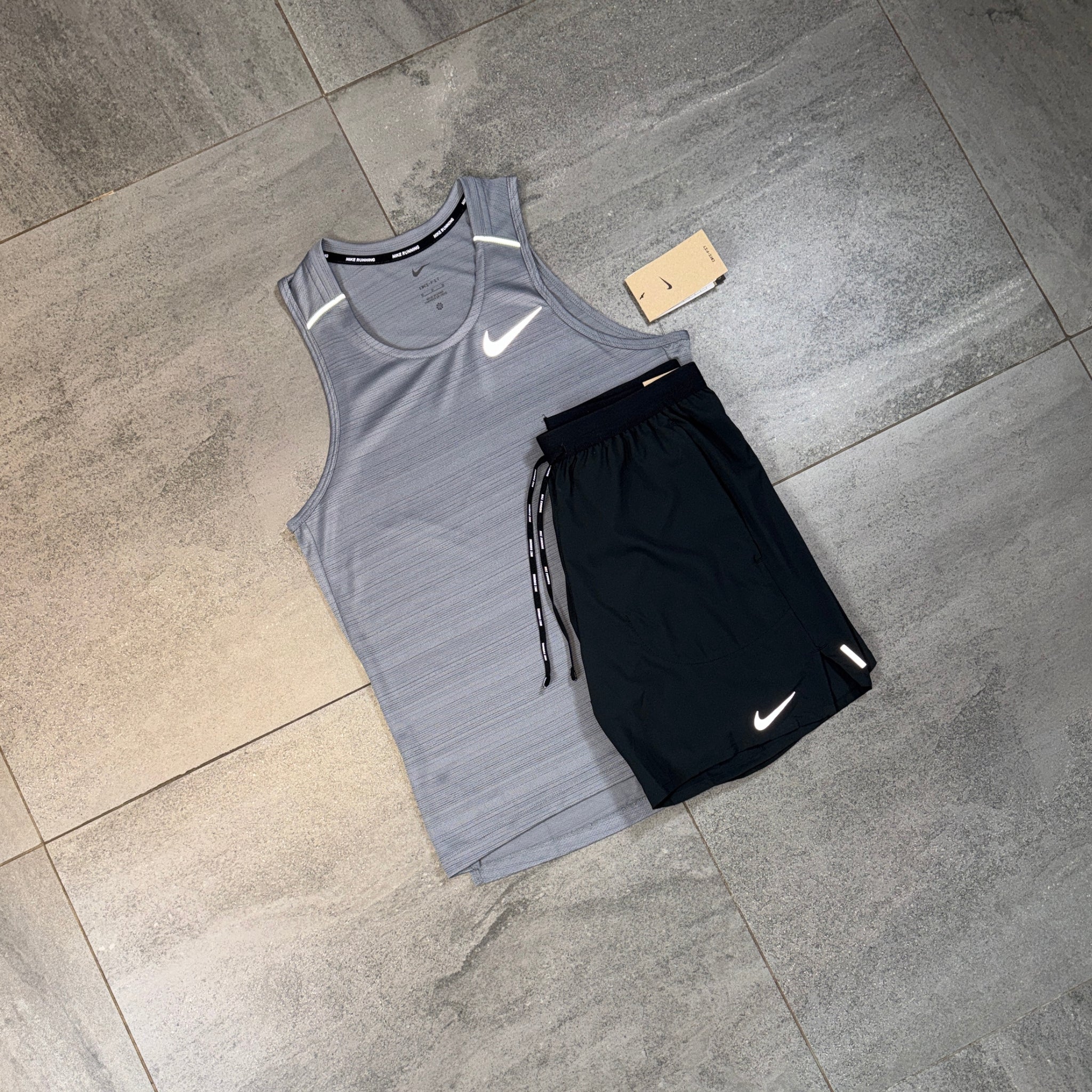 Nike Miler Vest & Flex Shorts Set 'Grey/Black'