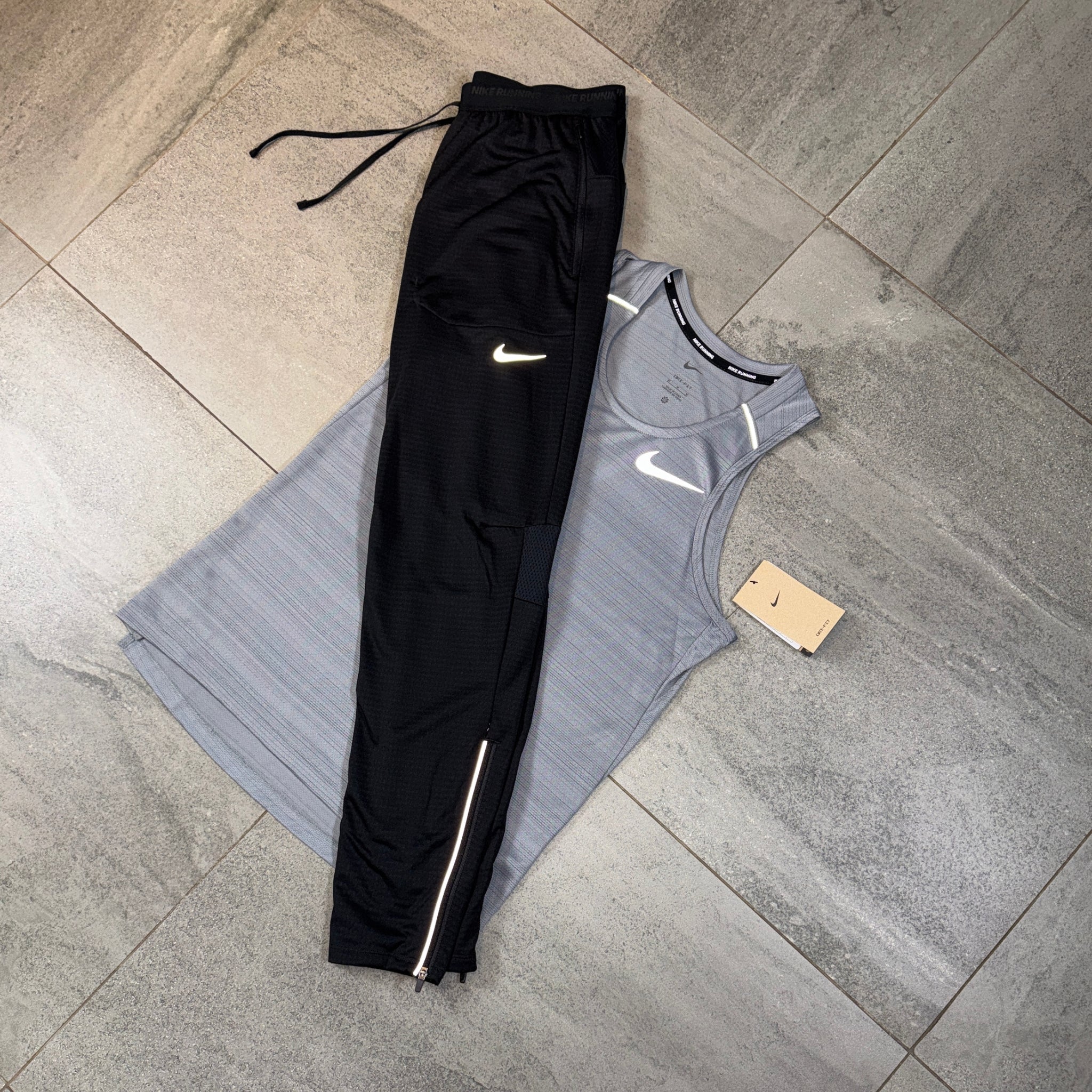 Nike Miler Vest & Phenom Pants Set 'Grey/Black'