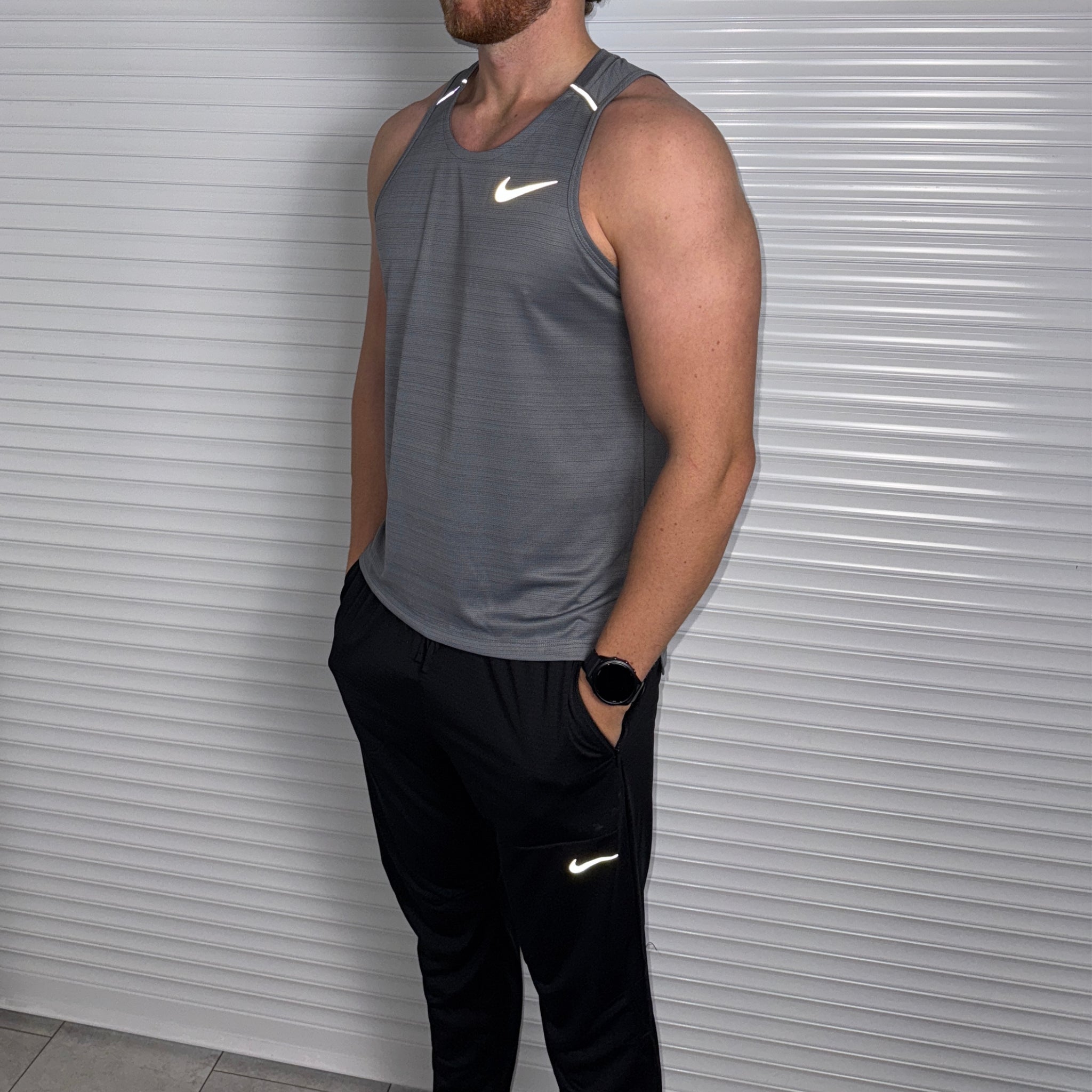 Nike Miler Vest & Phenom Pants Set 'Grey/Black'