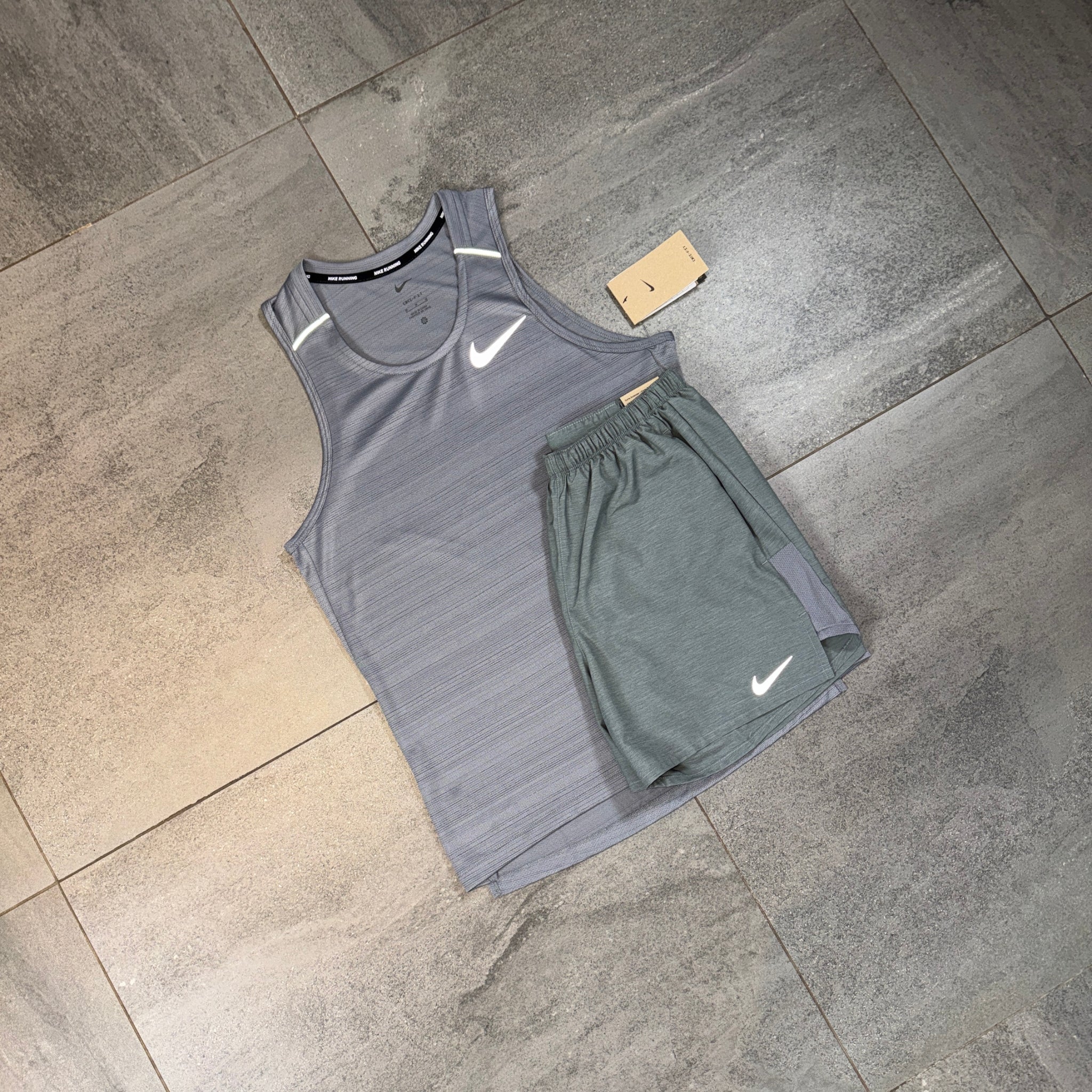 Nike Miler Vest & Challenger Shorts Set 'Grey'