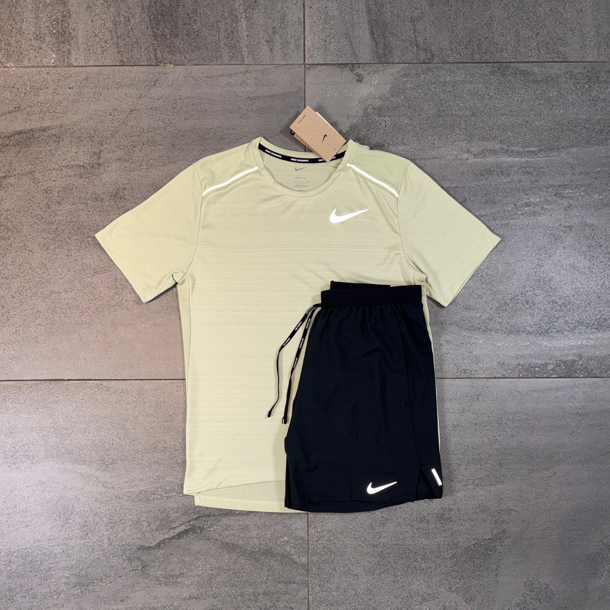 Nike Miler & Flex Shorts Set 'Olive Aura/Black'