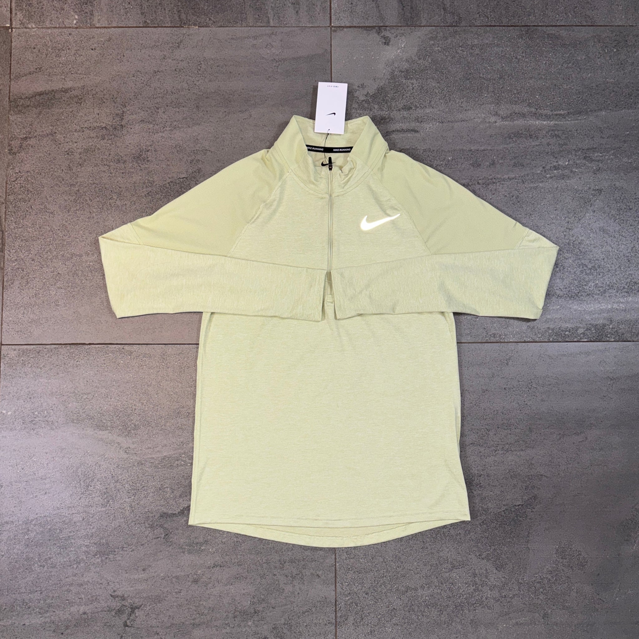 Nike 1/4 Running Top & Challenger Shorts Set 'Olive Aur/Grey'