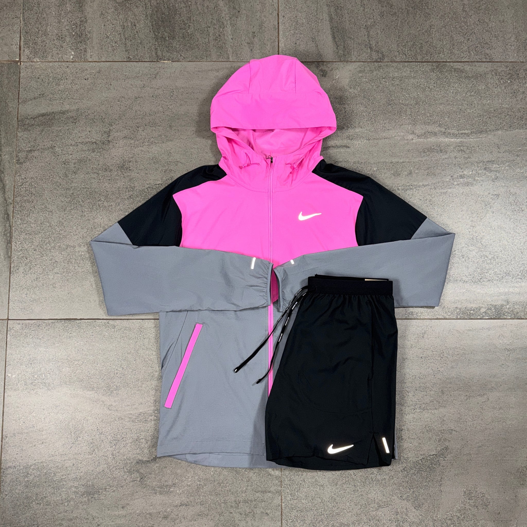 Nike Windrunner & Flex Shorts Set 'Playful Pink/Black'