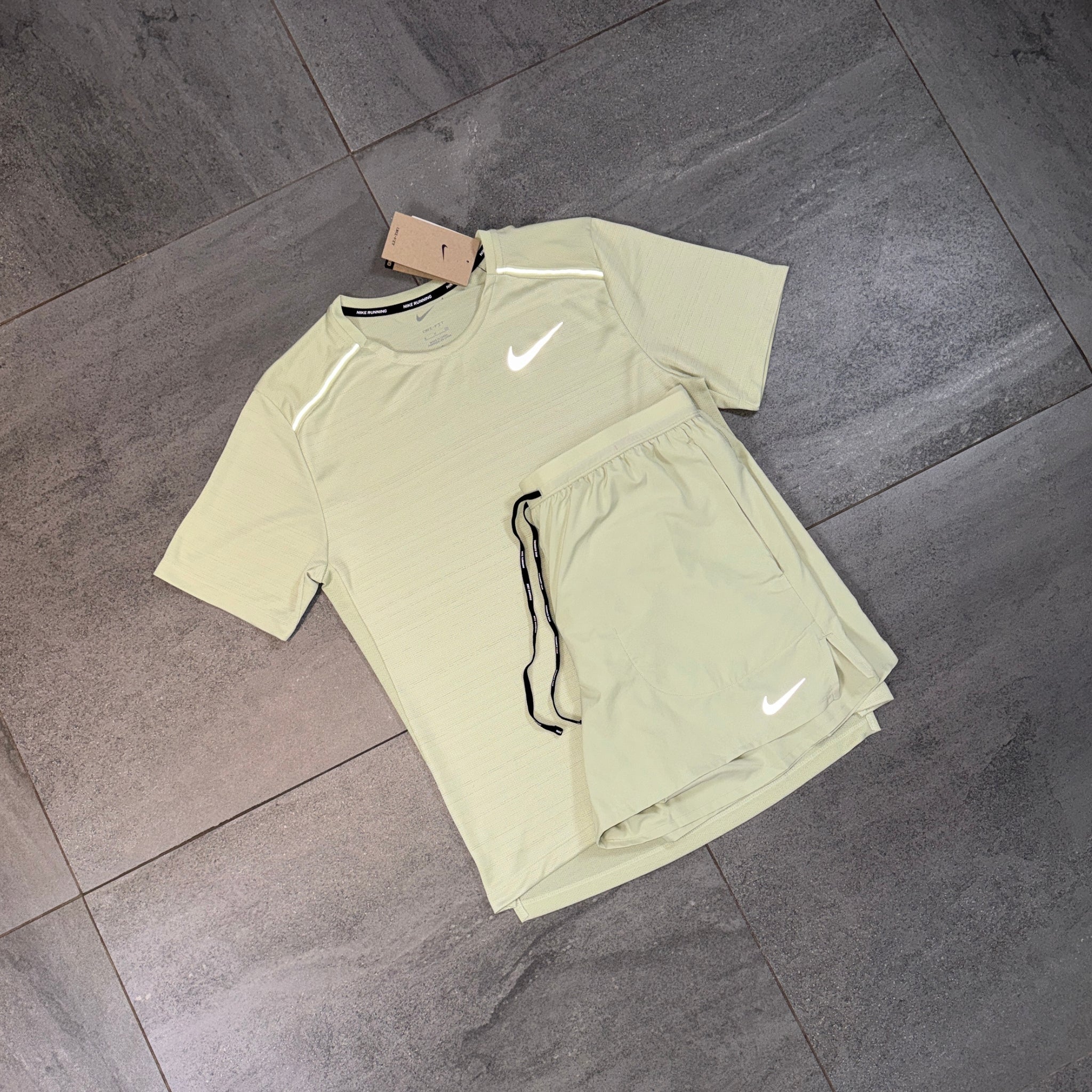 Nike Miler & Flex Shorts Set 'Olive Aura'