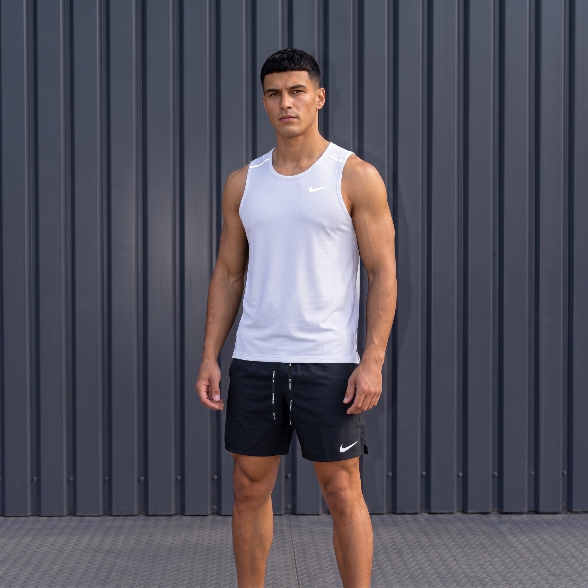 Nike Miler 2.0 Vest & Flex Shorts Set 'White/Black'