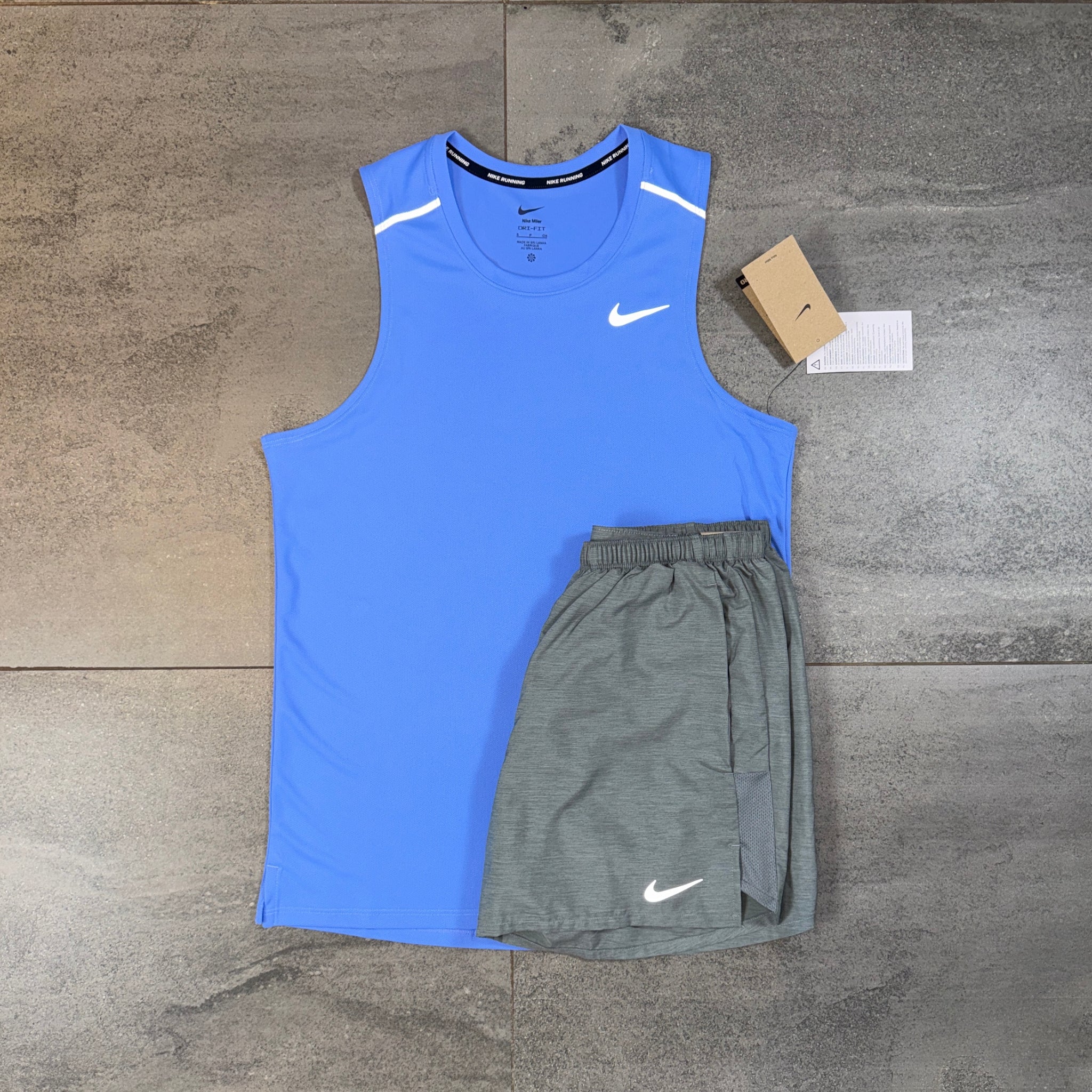 Nike Miler 2.0 Vest & Challenger Shorts Set 'Royal Pulse/Grey'