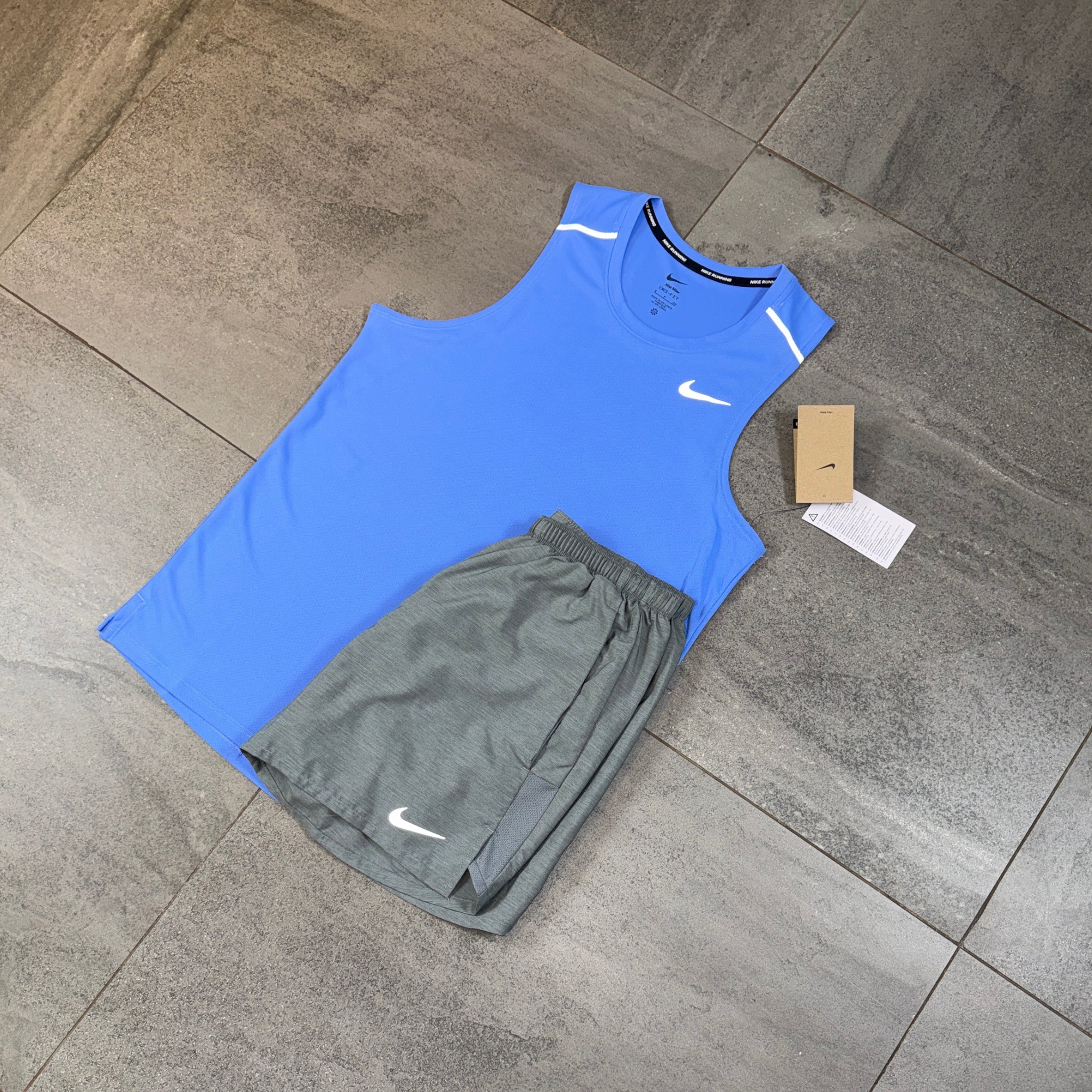 Nike Miler 2.0 Vest & Challenger Shorts Set 'Royal Pulse/Grey'
