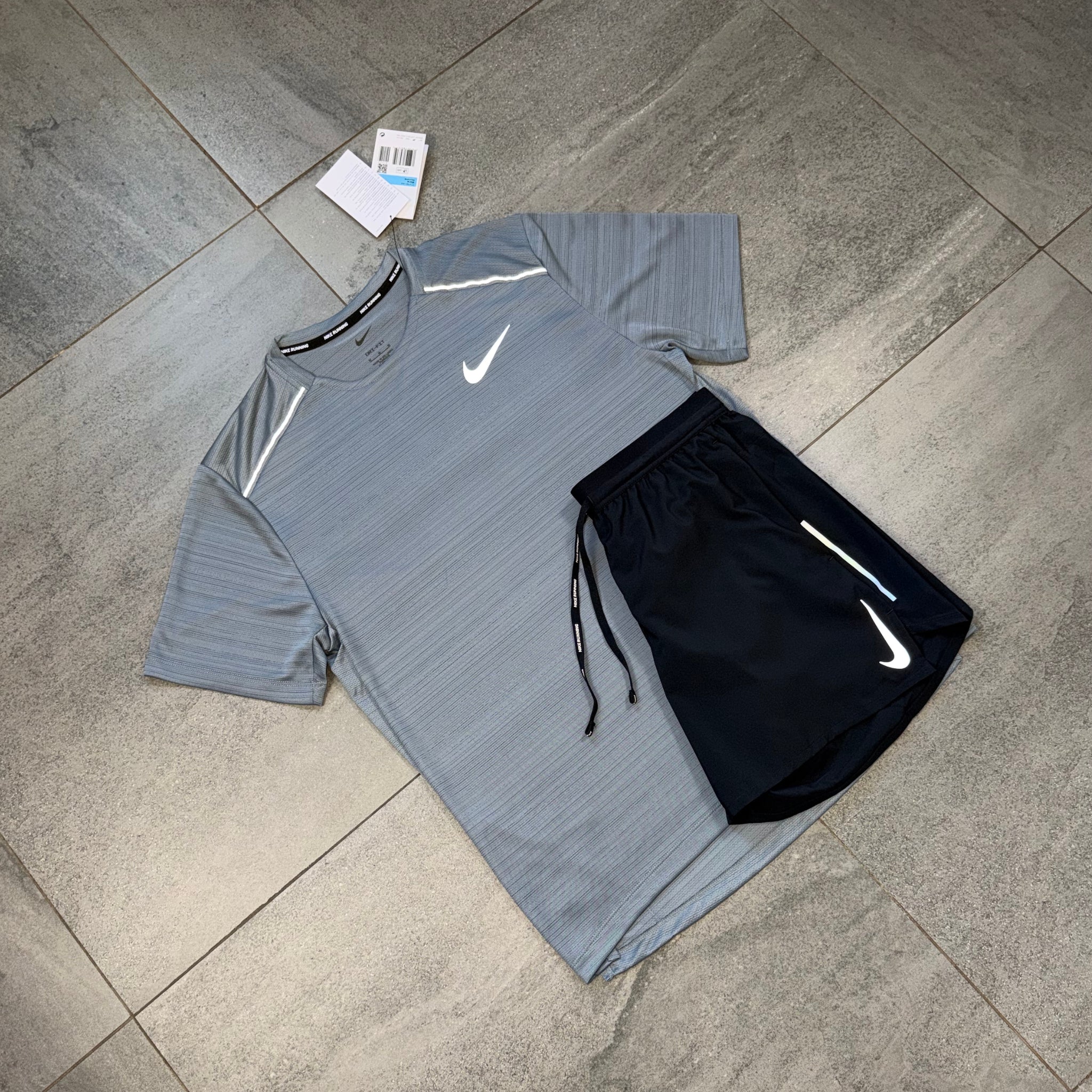 Nike Miler T-Shirt & OG Flex Shorts Set 'Cool Grey/Black'
