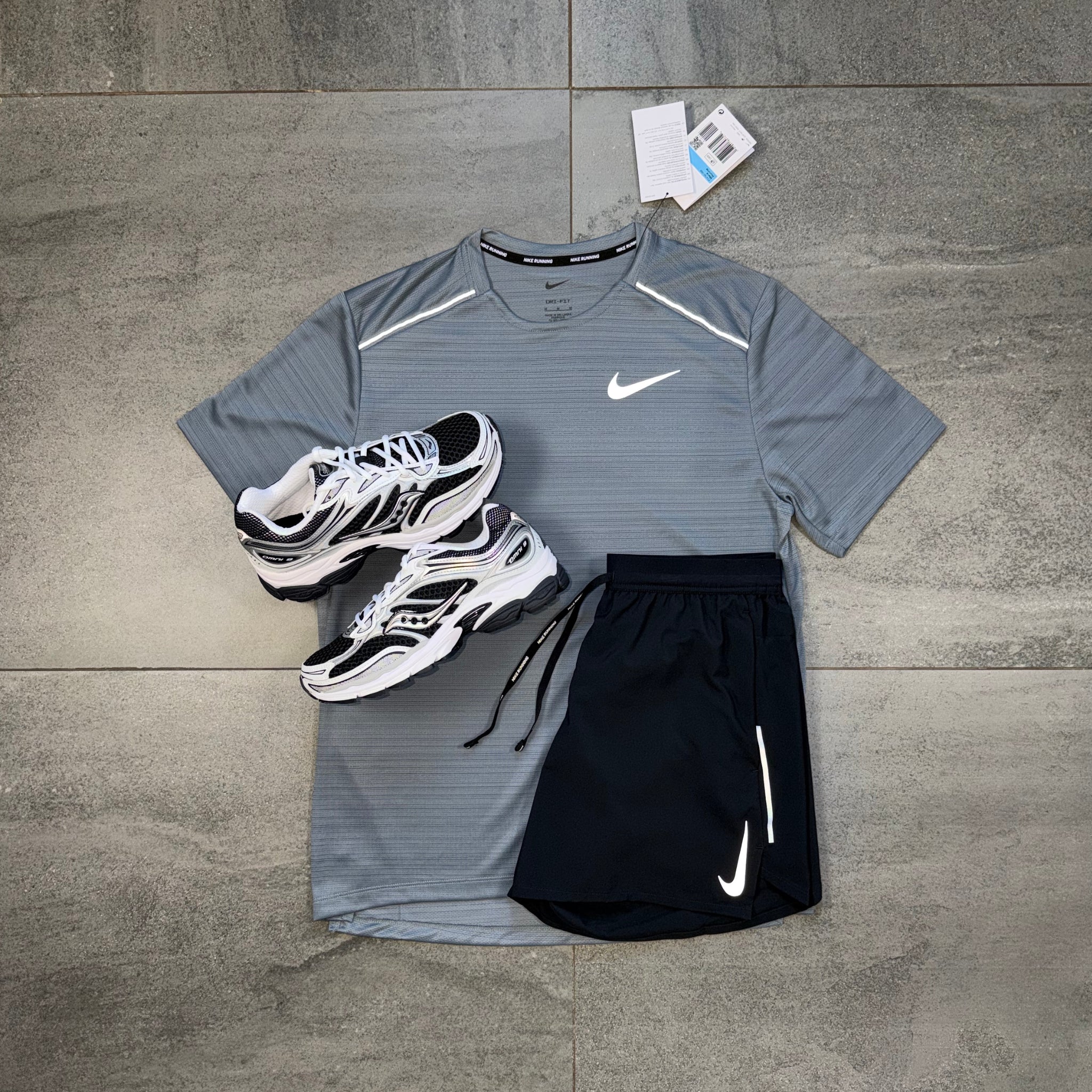 Nike Miler T-Shirt & OG Flex Shorts Set 'Cool Grey/Black'